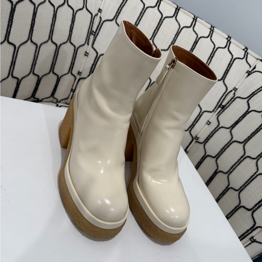 Chloe Cream Heeled Boots